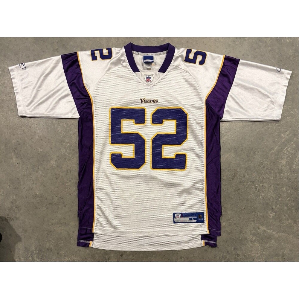 Chad Greenway Minnesota Vikings Reebok Jersey White Men Large Away Football NFL - Picture 1 of 7